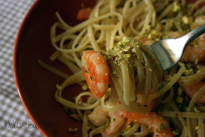 Linguine mazzancolle e pistacchi