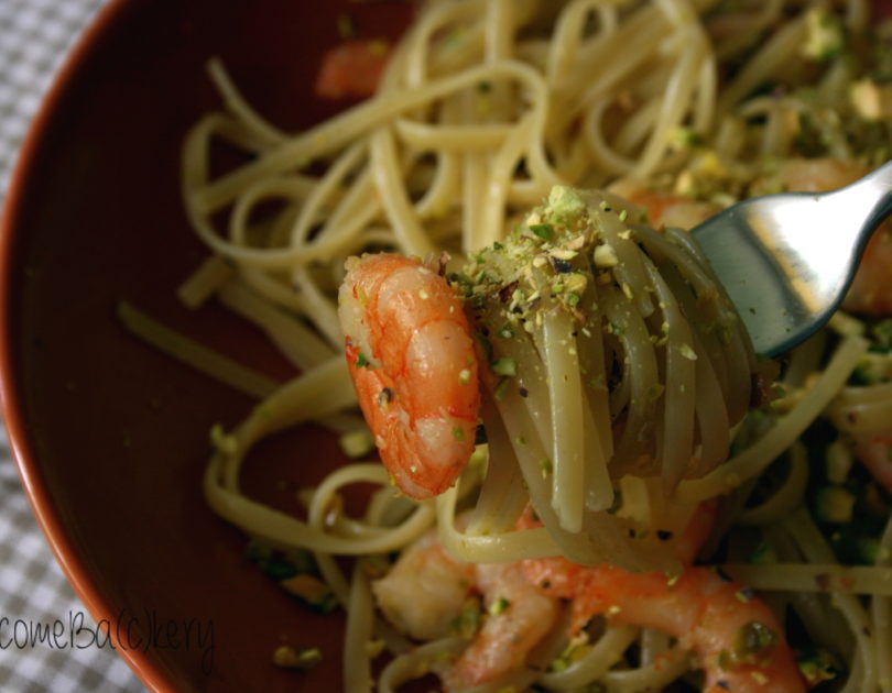 Linguine con mazzancolle e pistacchi