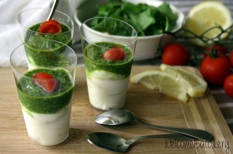 Mousse di bufala con pesto di rucola al limone