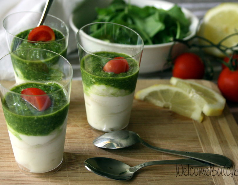 Mousse di bufala con pesto di rucola al limone