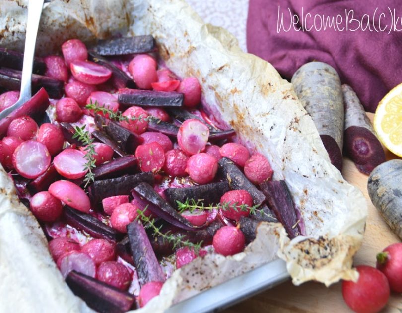 Ravanelli e carote viola al forno