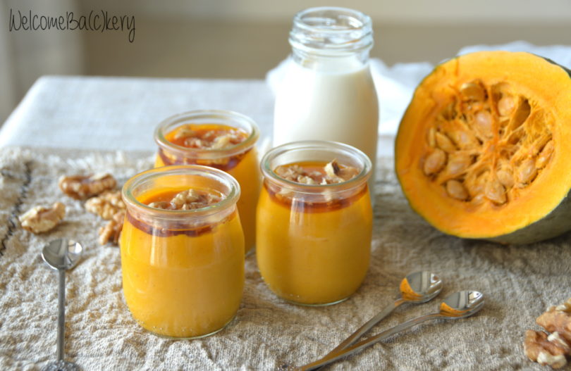 Budino di zucca con sciroppo d’acero e noci