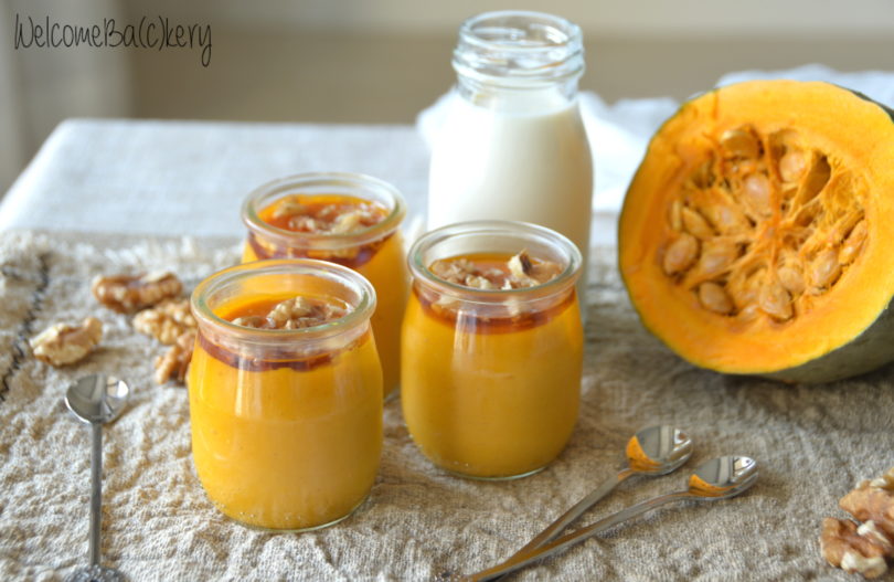 Budino di zucca con sciroppo d’acero e noci