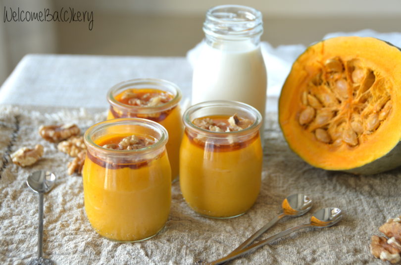 Budino di zucca con sciroppo d’acero e noci