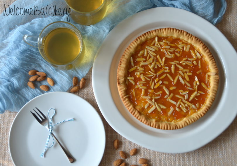 Jam tart, with quick oil shortcrust pastry