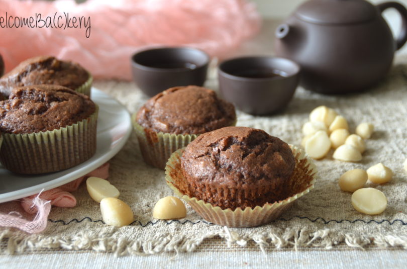 Muffins al cacao e noci di Macadamia