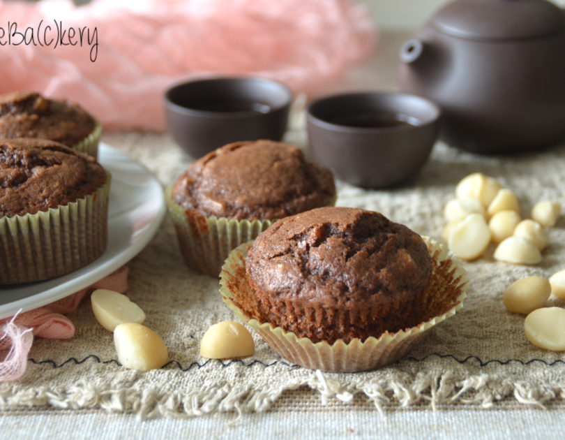 Muffins al cacao e noci di Macadamia