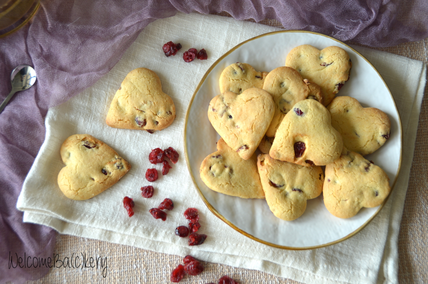 Cranberries and orange cookies, with oil