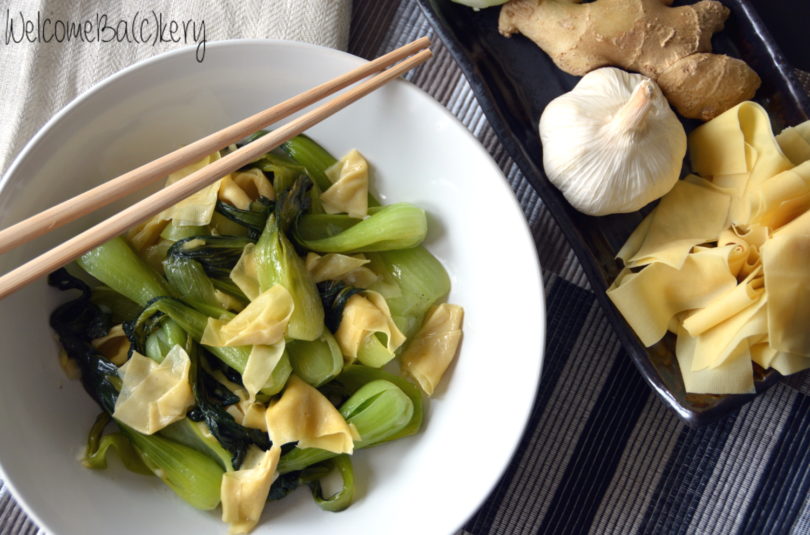 Bok choy con tofu skin