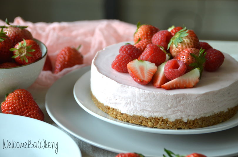 Strawberries cheesecake, no bake