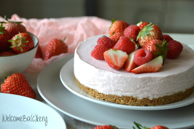 Strawberries cheesecake, no bake