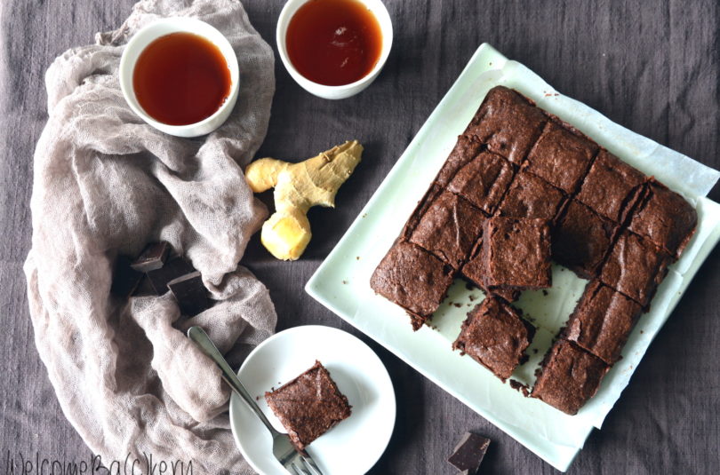 Ginger and chocolate brownies