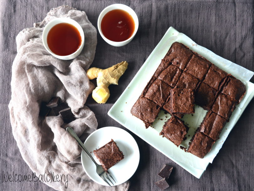 Ginger and chocolate brownies