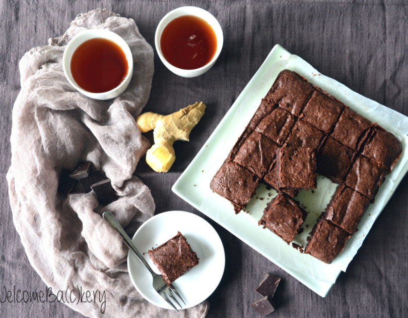 Ginger and chocolate brownies