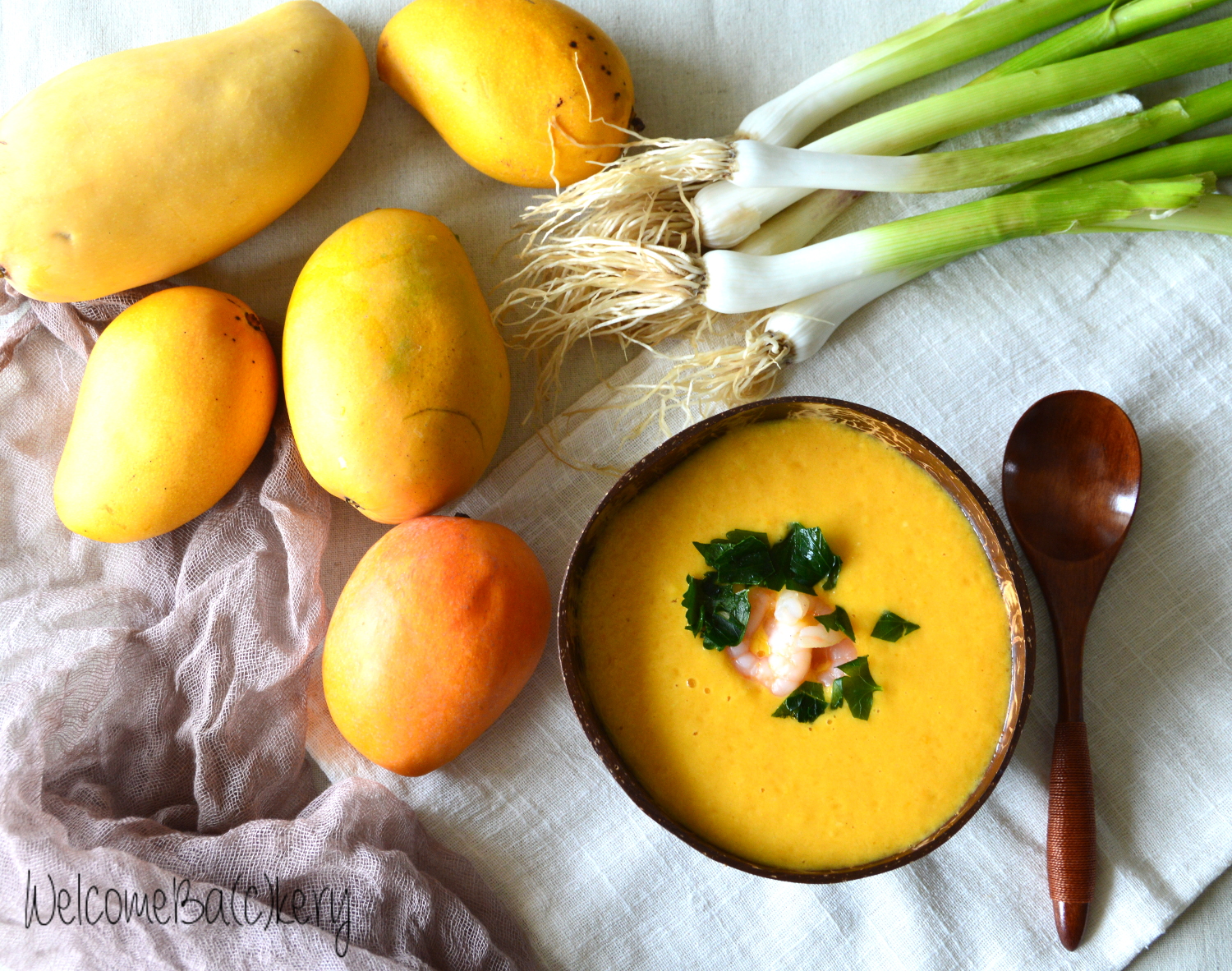 Mango and coconut soup, no cooking