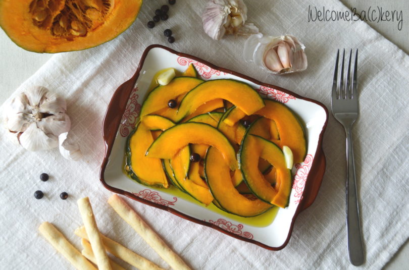 Raw marinated pumpkin, with juniper