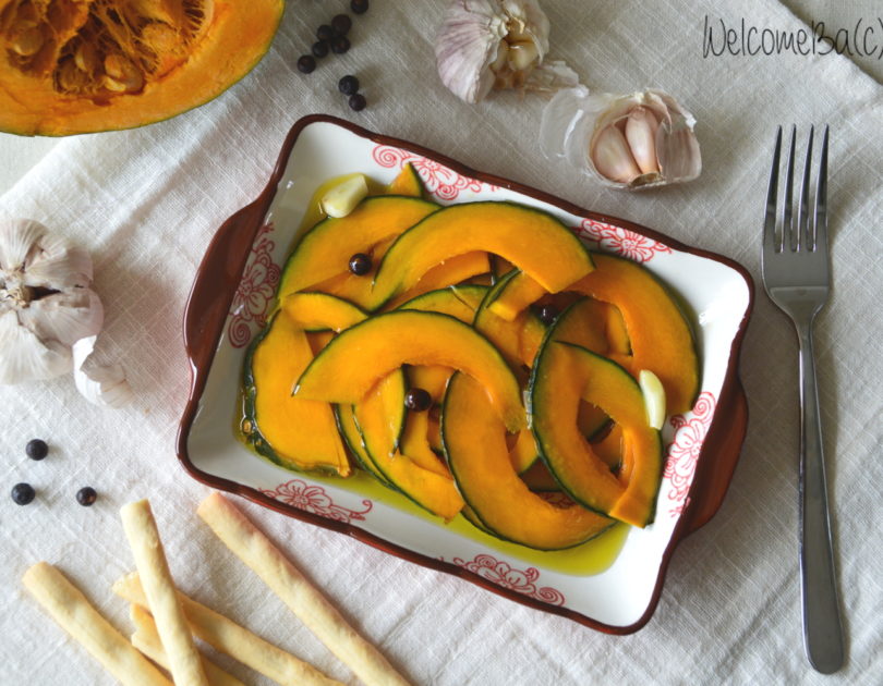 Raw marinated pumpkin, with juniper